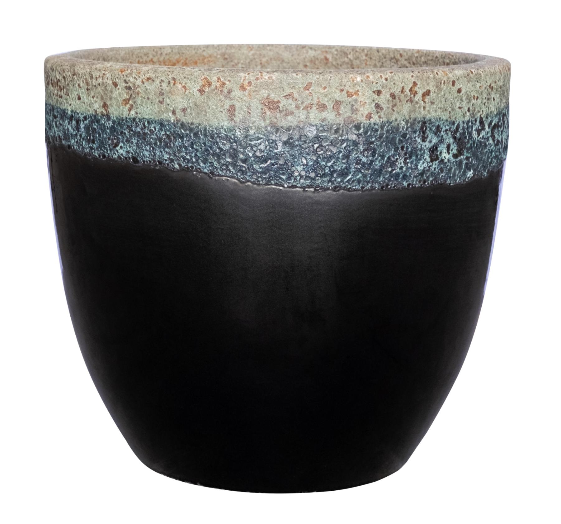 Buy Large Glossy Black Ceramic Planter Set Of 4 | Volcanic Rim Pot for ...