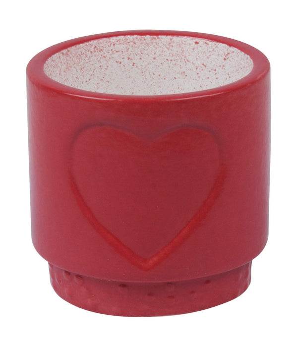 Red heart-shaped ceramic plant pots