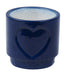 Blue heart-shaped ceramic plant pot