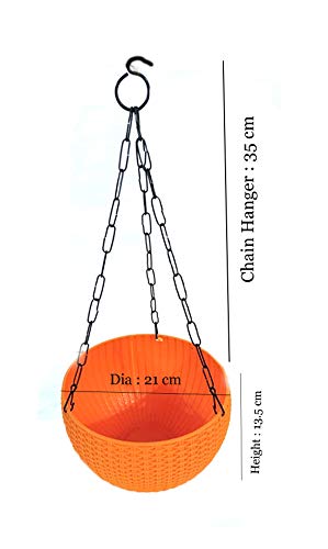 21 cm Orange Rattan Hanging Planter with Chain