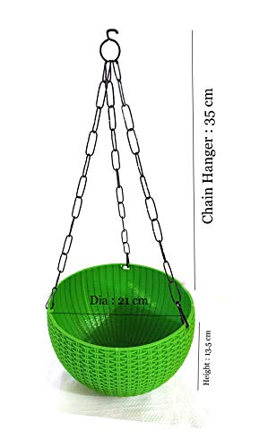 21 cm Green Rattan Hanging Planter with Chain