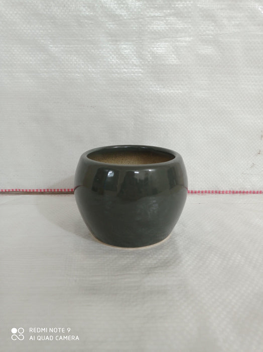 Gray handi-shaped ceramic plant pot
