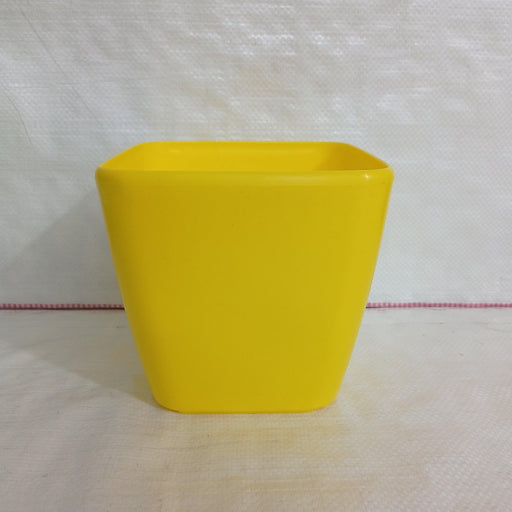 Square Yellow Plant Pot | 17cm Yellow Paris Square Pot | Chhajed Garden