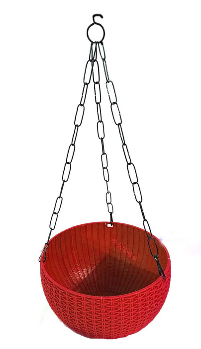 21 cm Red Rattan Hanging Planter with Chain