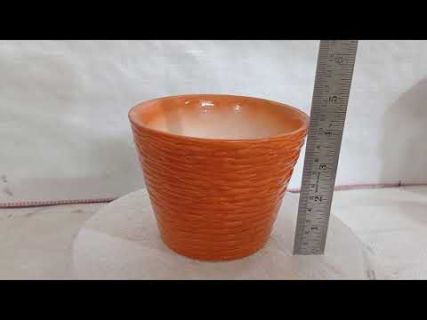 Round Ceramic Planter in Red Color