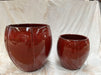 Large Red and Black Glazed Ceramic Round Plante