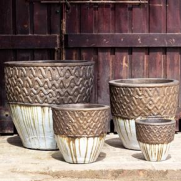 Ceramic Pot : CAPPL - Bronze/White Color Big Size (Set of 4)