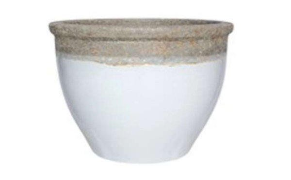 Ceramic Pot : CAPPL - Volcanic on White Color Big Size (Set of 3)