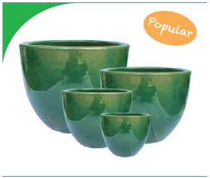 Ceramic Pot : CAPPL - Falling Green Color Big Size (Set of 4)