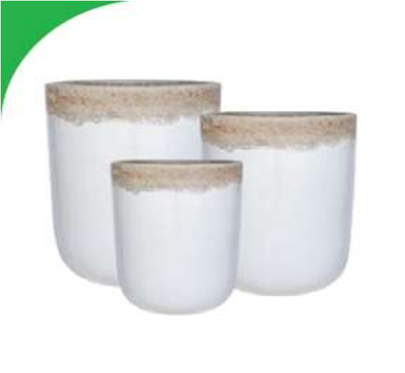 Ceramic Pot : CAPPL - Volcanic on White+13% Color Big Size (Set of 3)
