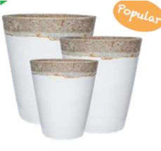 Ceramic Pot : CAPPL - Volcanic on White Color Big Size (Set of 3)