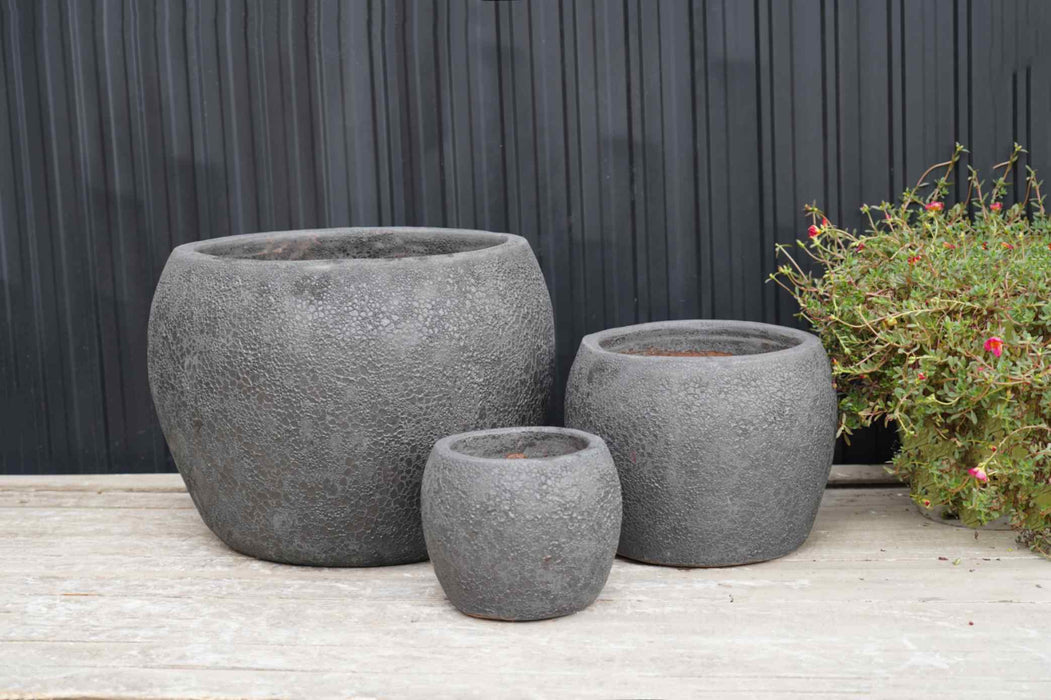 Ceramic Pot NEGRO Angkor Black  (S/3)