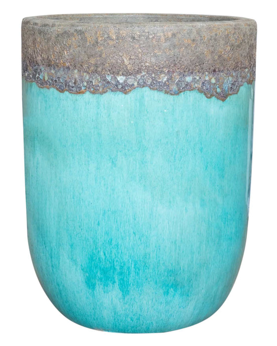 Ceramic Pot Volcanic On Milky Blue CAPPL-2-1579 (S/3)