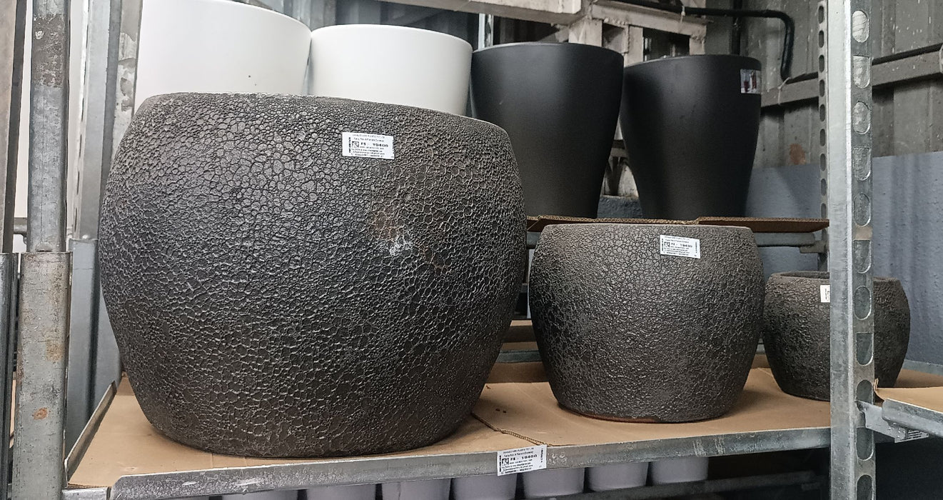 Ceramic Pot NEGRO Angkor Black  (S/3)