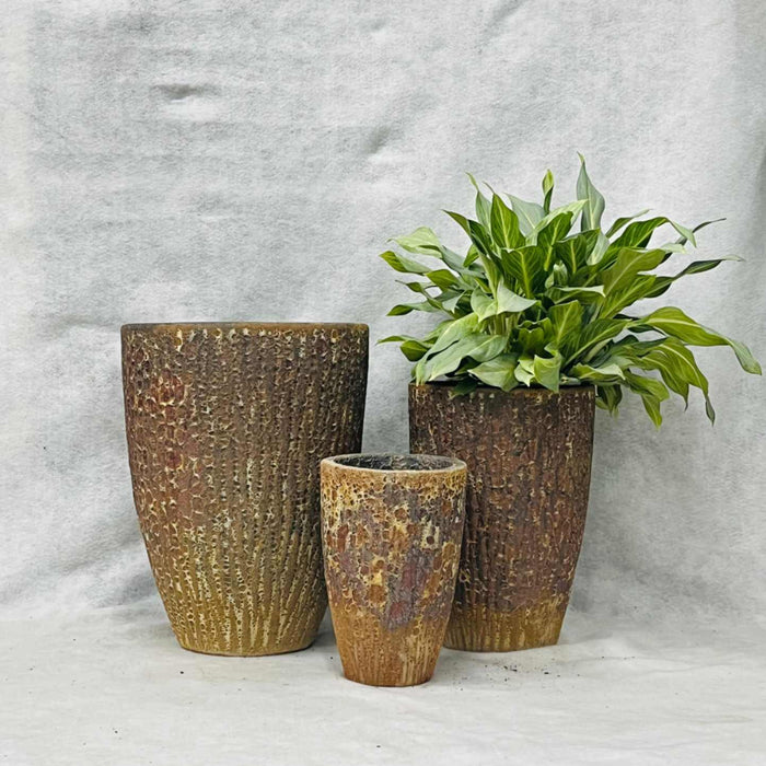 Ceramic Pot CAPPL-10230 Angkor Brown (S/3)