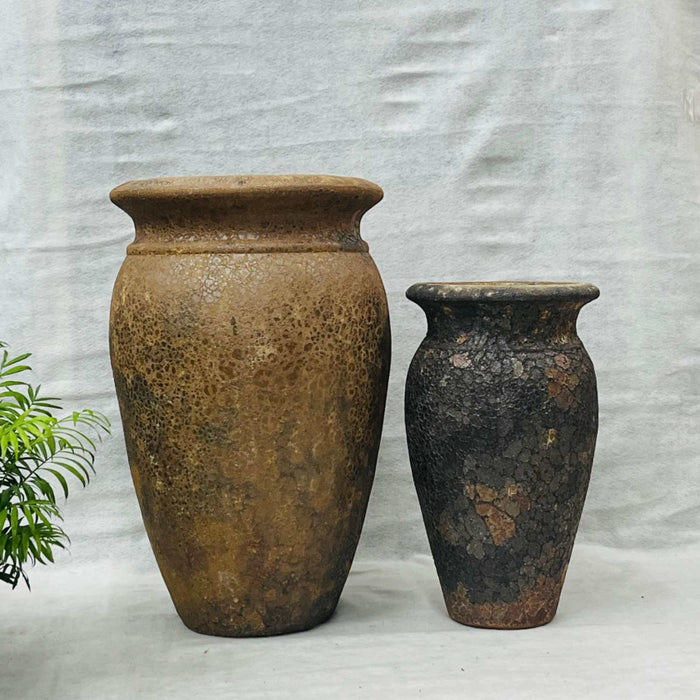Ceramic Pot CAPPL-10244 Angkor Brown  (S/2)