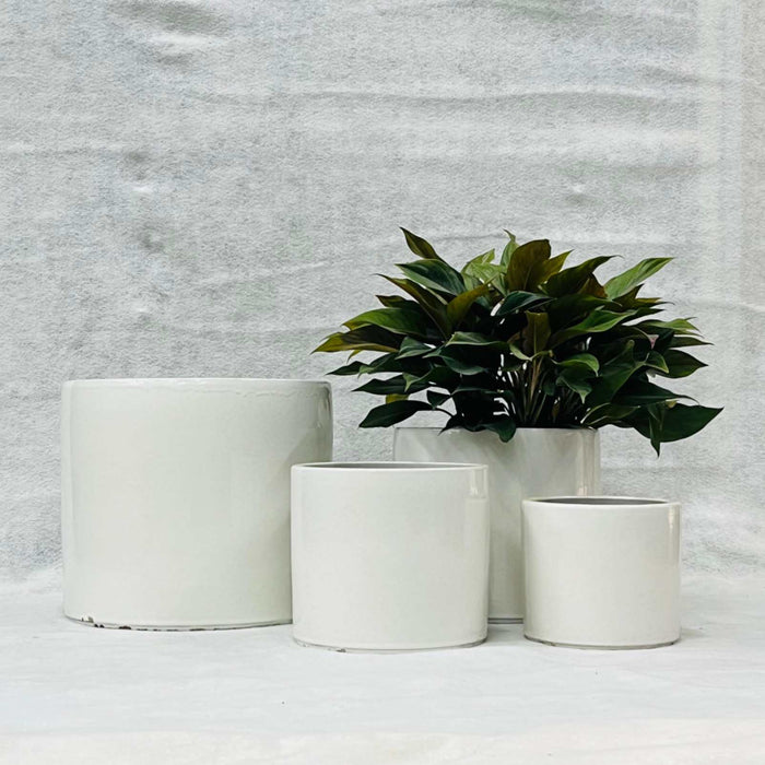 Ceramic Pot : CAPPL - Glossy White Color Big Size (Set of 4)