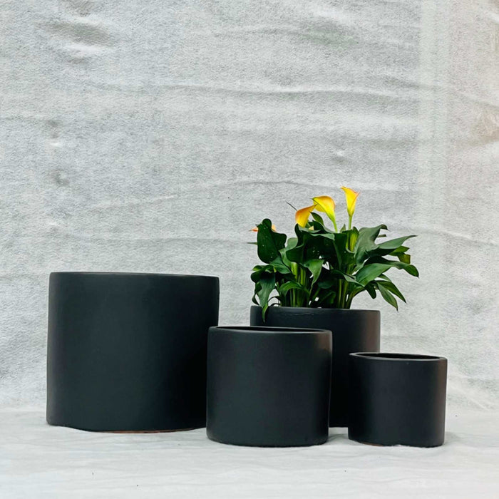 Ceramic Pot : CAPPL - Matt Black Color Big Size (Set of 4)