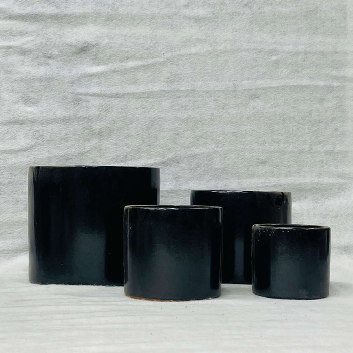 Ceramic Pot : CAPPL - Shiny Black Color Big Size (Set of 4)