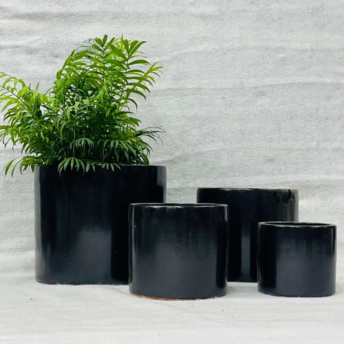 Ceramic Pot : CAPPL - Shiny Black Color Big Size (Set of 4)