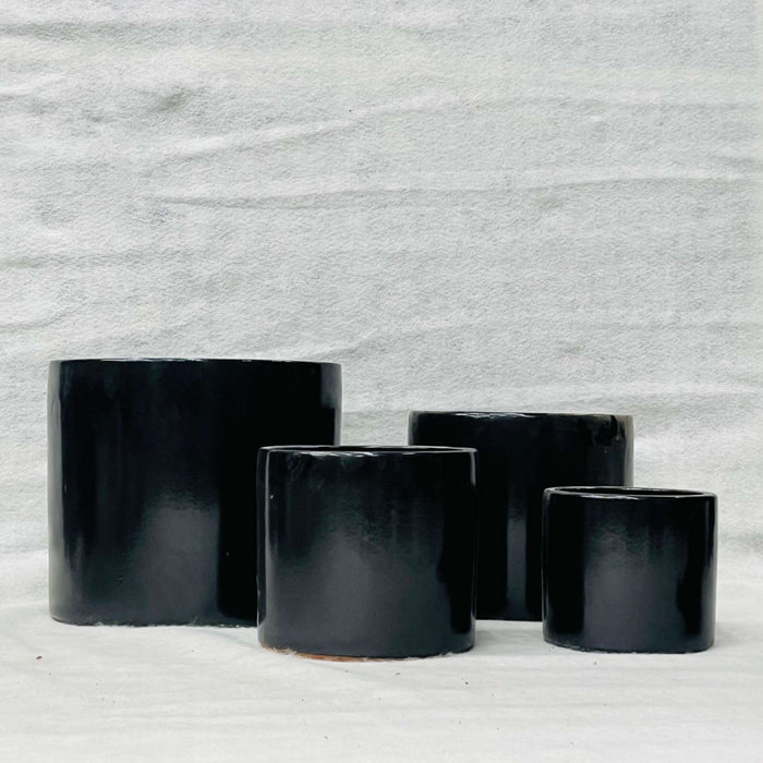 Ceramic Pot : CAPPL - Shiny Black Color Big Size (Set of 4)