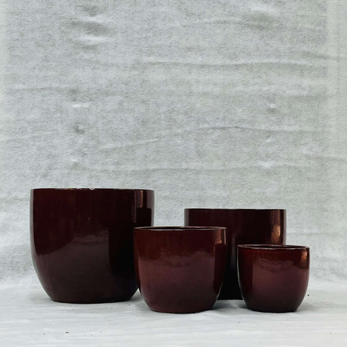 Ceramic Pot : CAPPL - Iron Red Color Big Size (Set of 4)