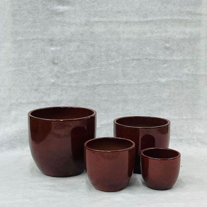 Ceramic Pot : CAPPL - Iron Red Color Big Size (Set of 4)