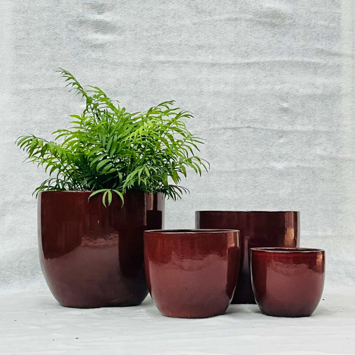Ceramic Pot : CAPPL - Iron Red Color Big Size (Set of 4)