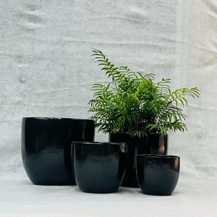Ceramic Pot : CAPPL - Shiny Black Color Big Size (Set of 4)