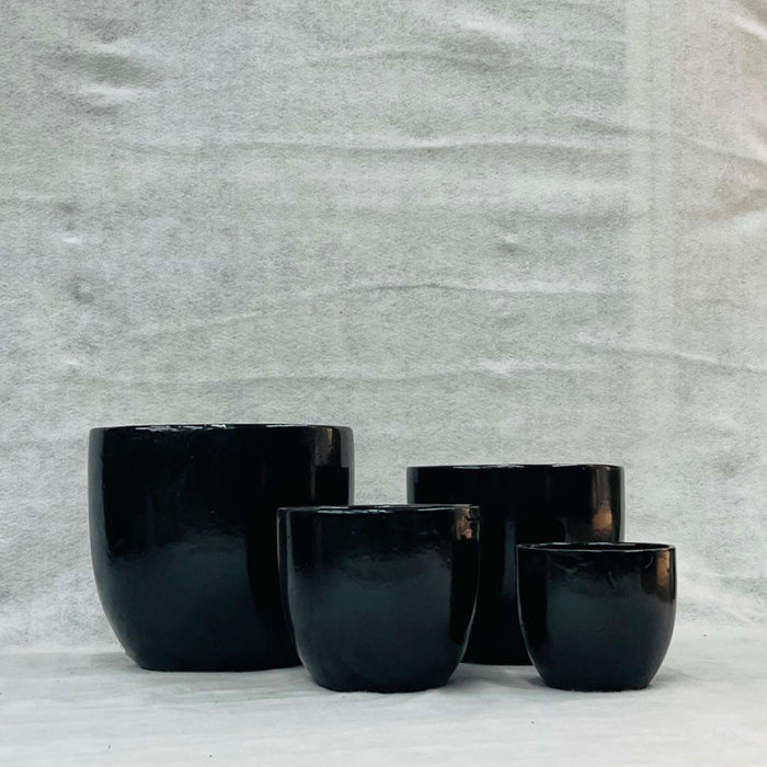 Ceramic Pot : CAPPL - Shiny Black Color Big Size (Set of 4)