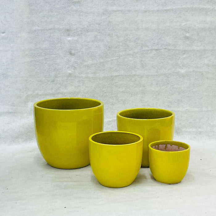 Ceramic Pot : CAPPL - Yellow Color Big Size (Set of 4)