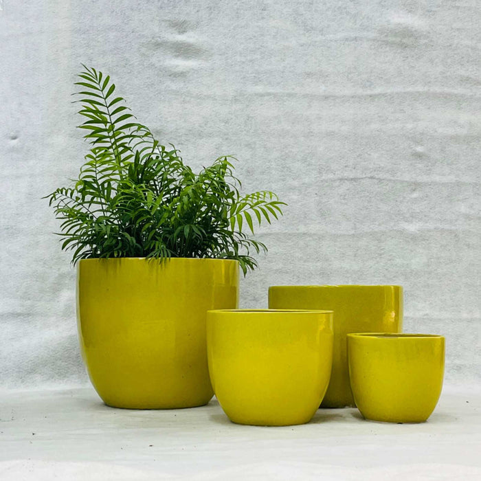 Ceramic Pot : CAPPL - Yellow Color Big Size (Set of 4)