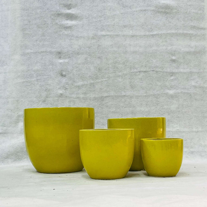 Ceramic Pot : CAPPL - Yellow Color Big Size (Set of 4)