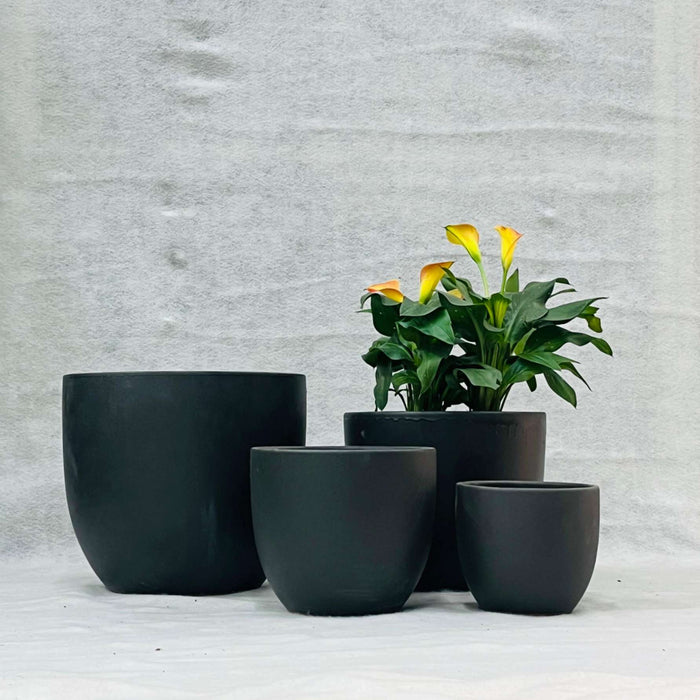 Ceramic Pot : CAPPL - Matt Black Color Big Size (Set of 4)