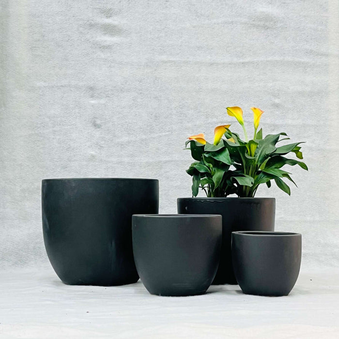 Ceramic Pot : CAPPL - Matt Black Color Big Size (Set of 4)