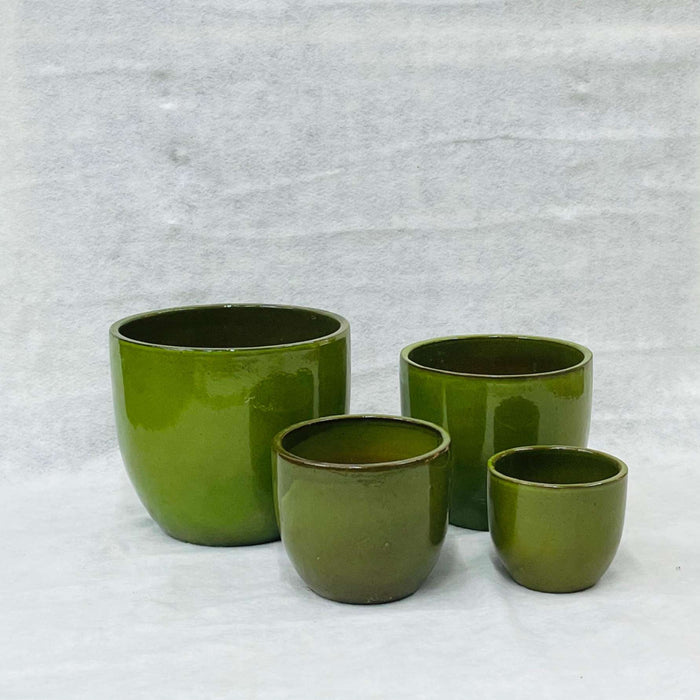 Ceramic Pot : CAPPL - Green Color Big Size (Set of 4)