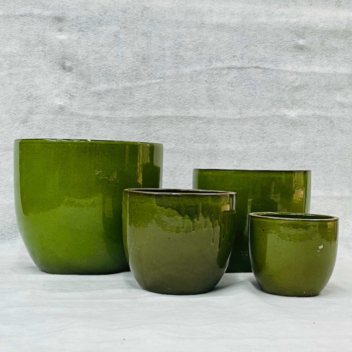 Ceramic Pot : CAPPL - Green Color Big Size (Set of 4)
