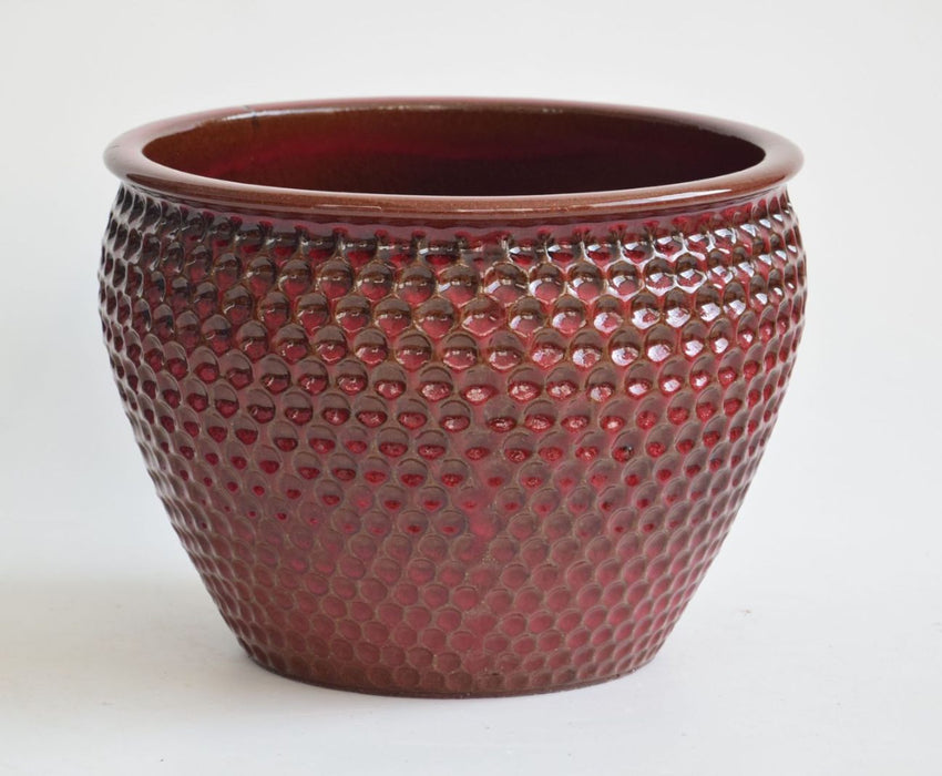 Ceramic Pot Honeycomb Red (S/3)