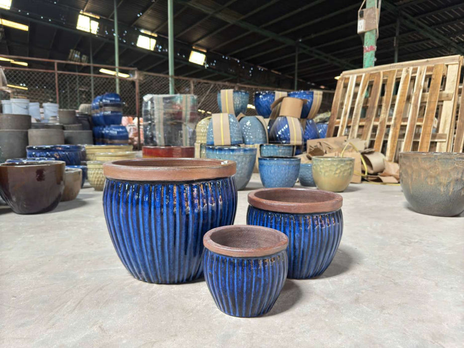 Ceramic Pot CAPPL-1210 Blue (S/3)