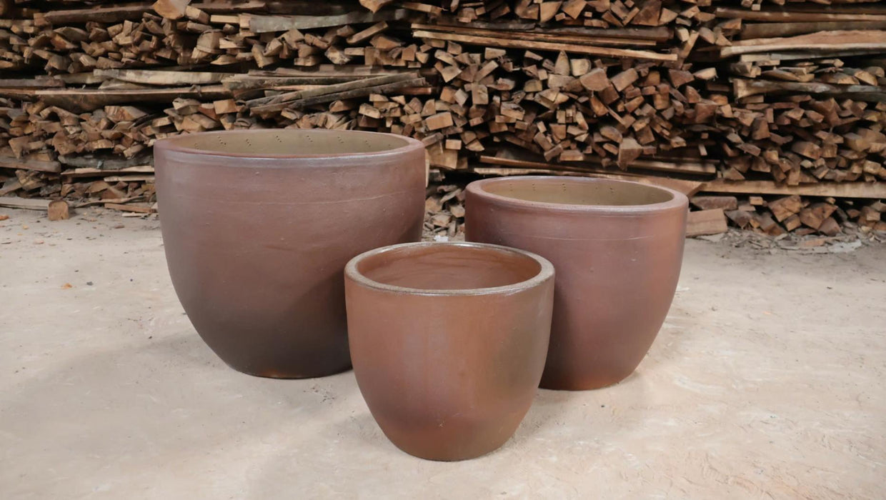 Ceramic Pot CAPPL-10209 Natural black (S/5)