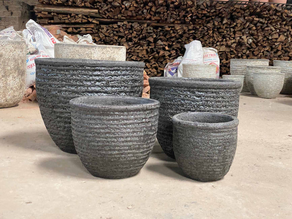 Ceramic Pot CAPPL-10165 Angkor Black (S/4)
