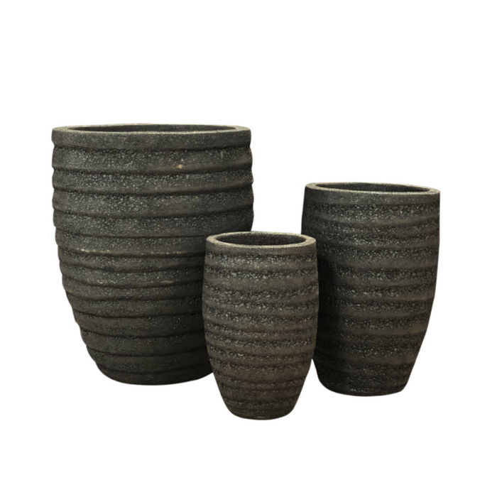 Ceramic Pot CAPPL-1064 Angkor Black (S/3)