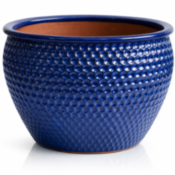 Ceramic Pot Honeycomb Blue (S/3)