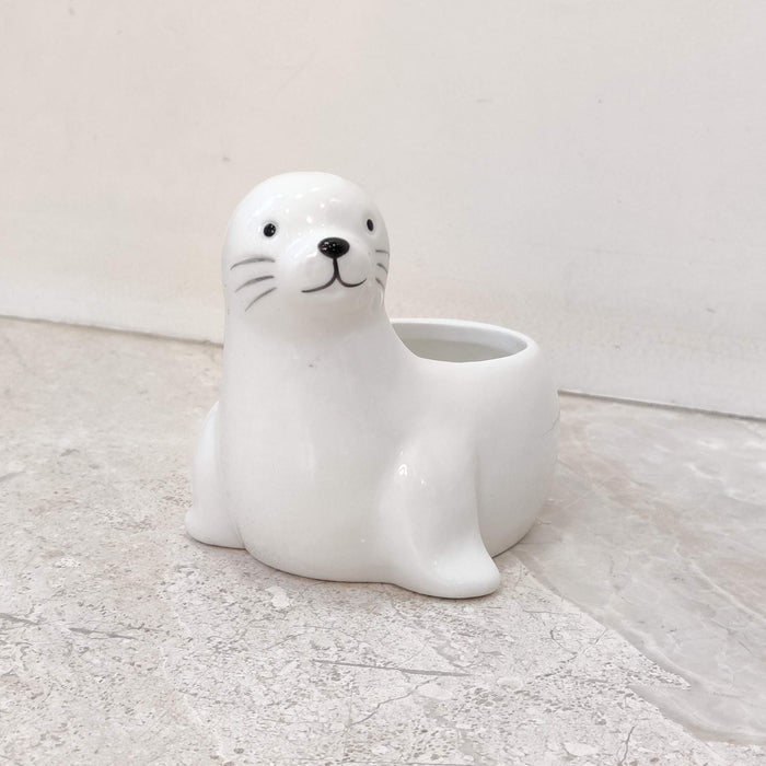 Snow White Seal Ceramic Planter
