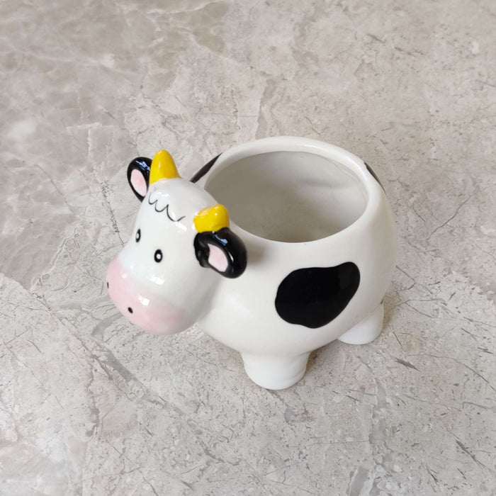Happy Dairy Cow Ceramic Planter