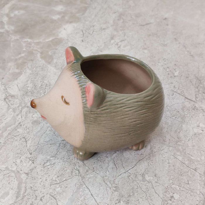 Smiling Hedgehog Ceramic Planter