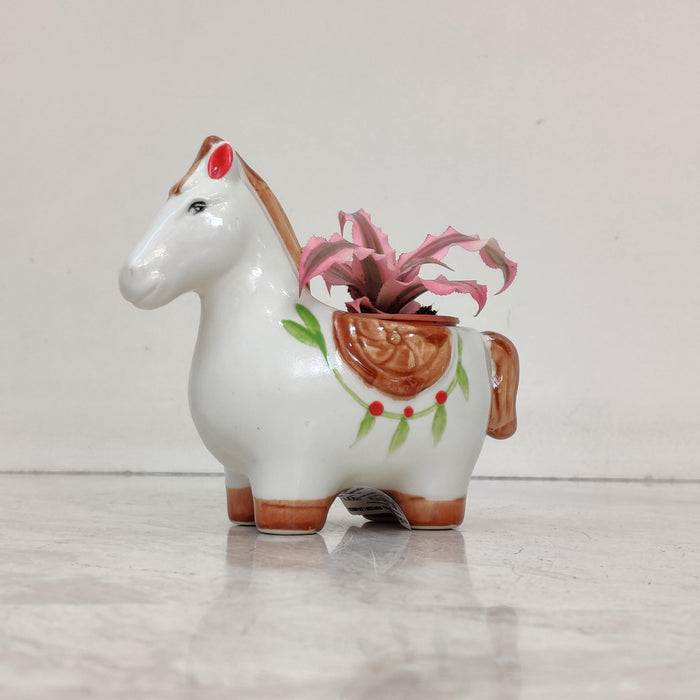White Pony Ceramic Planter