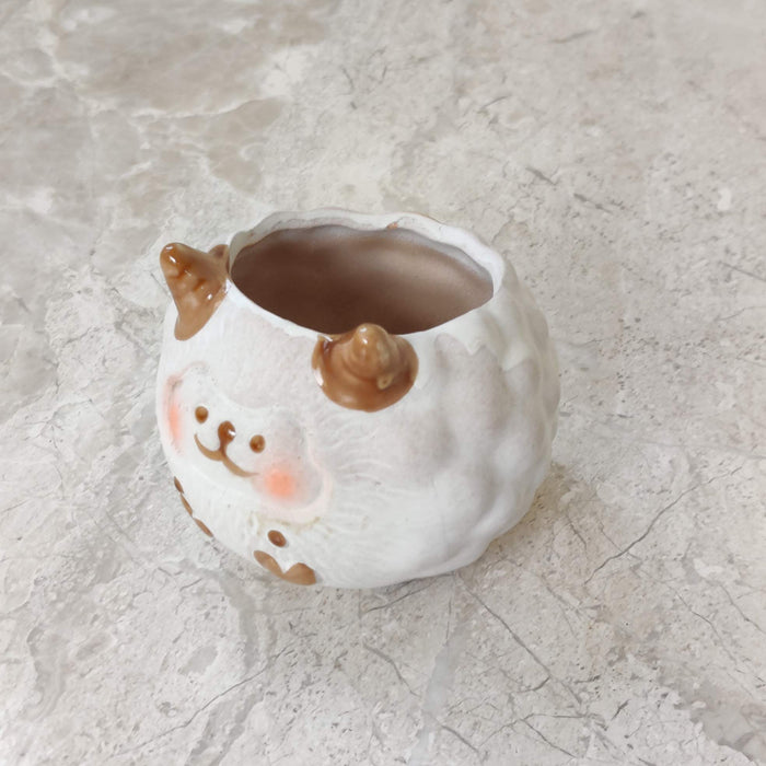 Fluffy Highland Cow Ceramic Planter