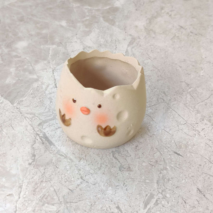 Happy Chick Eggshell Ceramic Planter