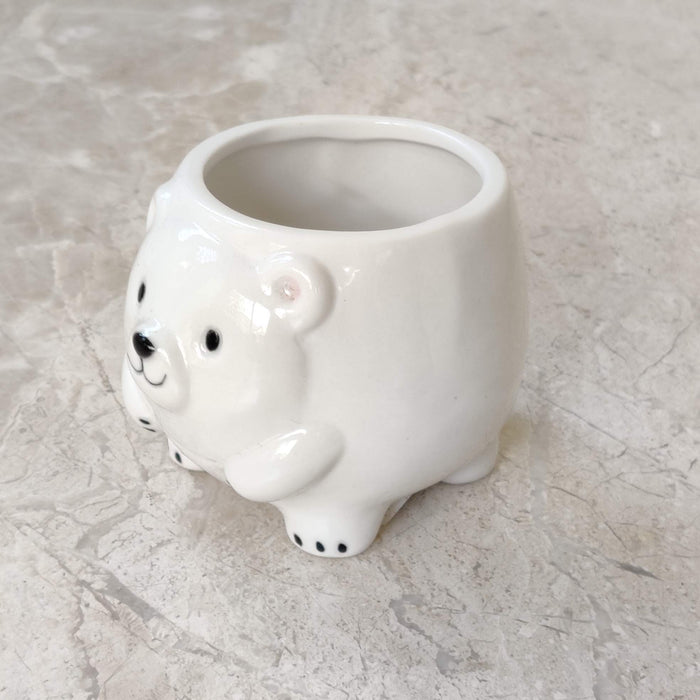 Polar Bear Ceramic Planter